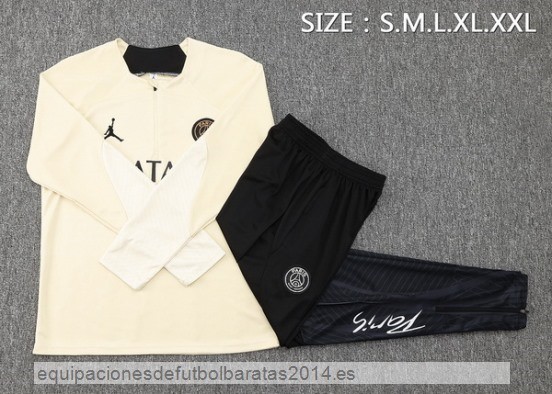 Nuevo Conjunto Completo Sudadera Jugadores Entrenamiento Paris Saint Germain 23/24 Amarillo Negro Baratas